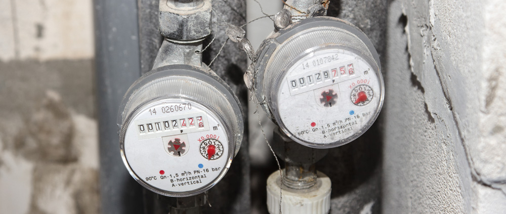 closeup of 2 water meters