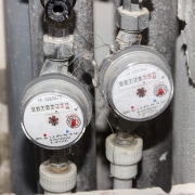 closeup of 2 water meters