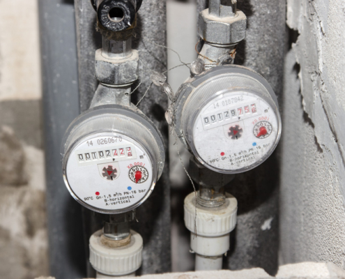 closeup of 2 water meters